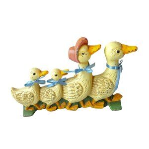Vintage Cast Iron Duck Family Doorstop Decor
